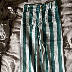 The Colette Cropped High-Rise Wide Leg Jeans by Maeve, Green Motif Size 29